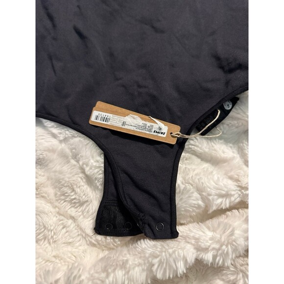 Skims Women's Essential Long Sleeve Scoop Neck Bodysuit Top Shirt Sz XXS/XS Onyx - Picture 4 of 5